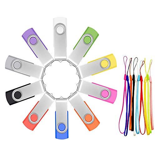 Pack de 10 Pen Drives USB 2.0 de 8 GB FEBNISCTE Rotativo USB Flash Drive Cores Mistas Pen