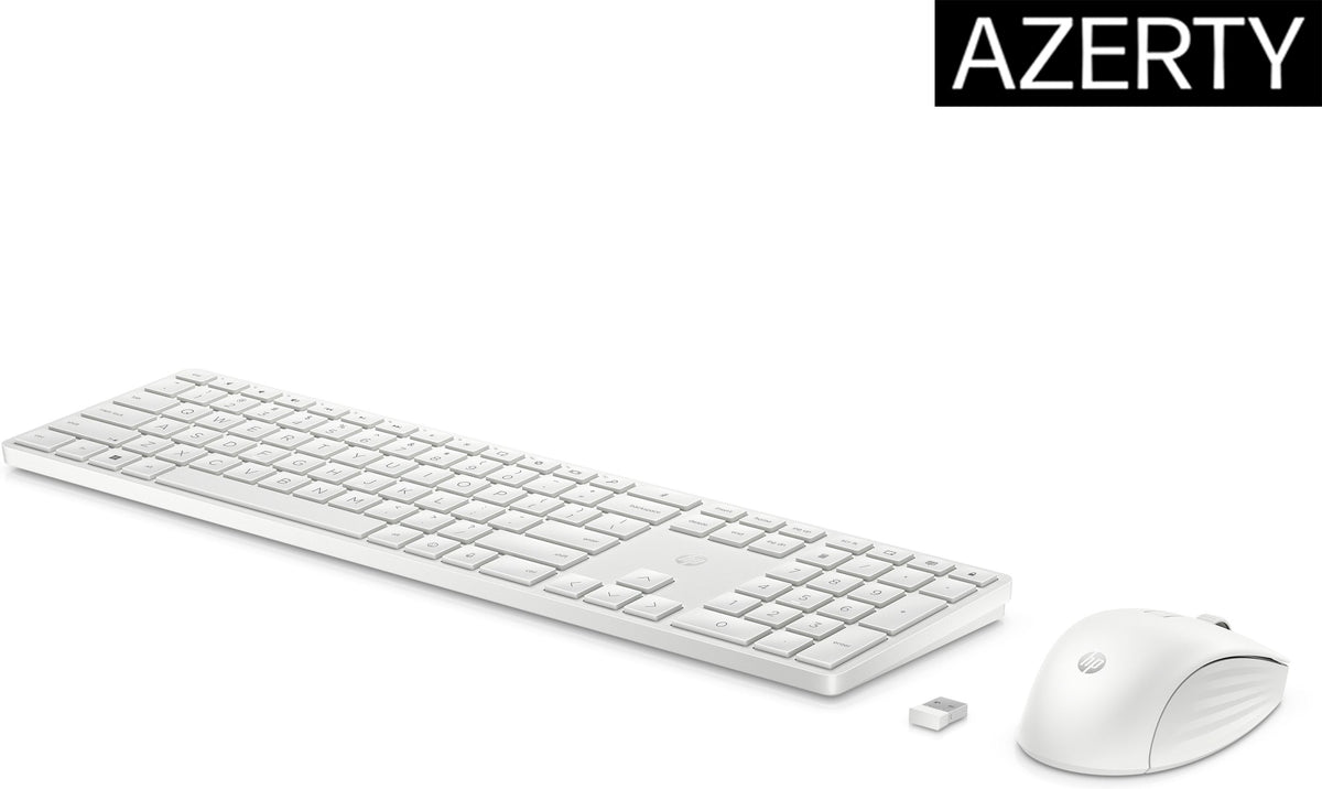 HP 655 - Conjunto de teclado e rato - sem fios - 2,4 GHz - Francês - branco