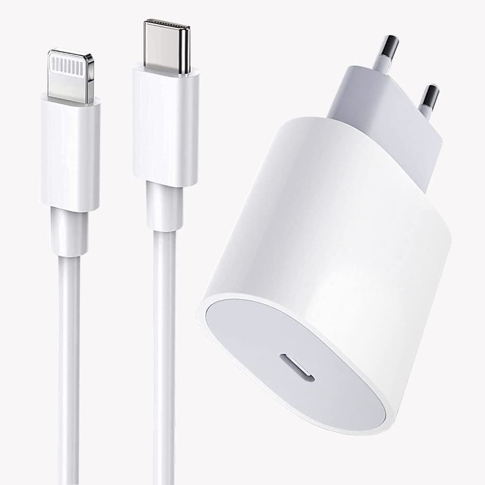 Carregador iPhone Rápido 20W compatível com iPhone 14/13 Pro/13 Mini/13 Pro Max/12/12 Mini/12 Pro/12 Pro Max /11/11 Pro/11 Pro Max + Cabo 2M Power Delivery Tipo C Carregador de Parede com cabo USB C para Lightning