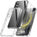 Coque pour Samsung Galaxy S25 - Protection Silicone Antichoc Transparent + 2 Verres Trempés