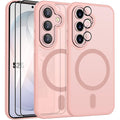 Capa + 2 Protetores de Ecrã para Samsung Galaxy S26, Proteção com Círculo Magnético e Vidro de Câmara - Rosa