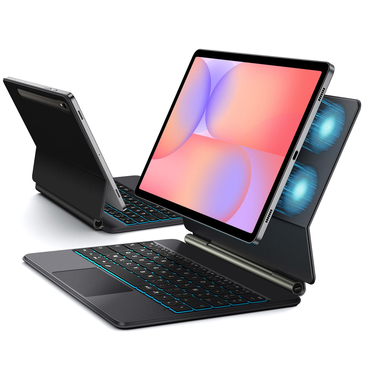 Teclado para Samsung Galaxy Tab S10 FE, S10 Lite, S9 FE, S11, S9, S8, S7 11'', Capa Magnética com Touchpad, AZERTY Preto