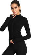 flintronic Camisola Desportiva Feminina, Parte de Cima de Corrida Respirável de Manga Comprida, Parte de Cima de Fitness Leve e Brilhante, Camisola de Corrida de Secagem Rápida com Fecho para Yoga, Corrida, Fitness, Jogging