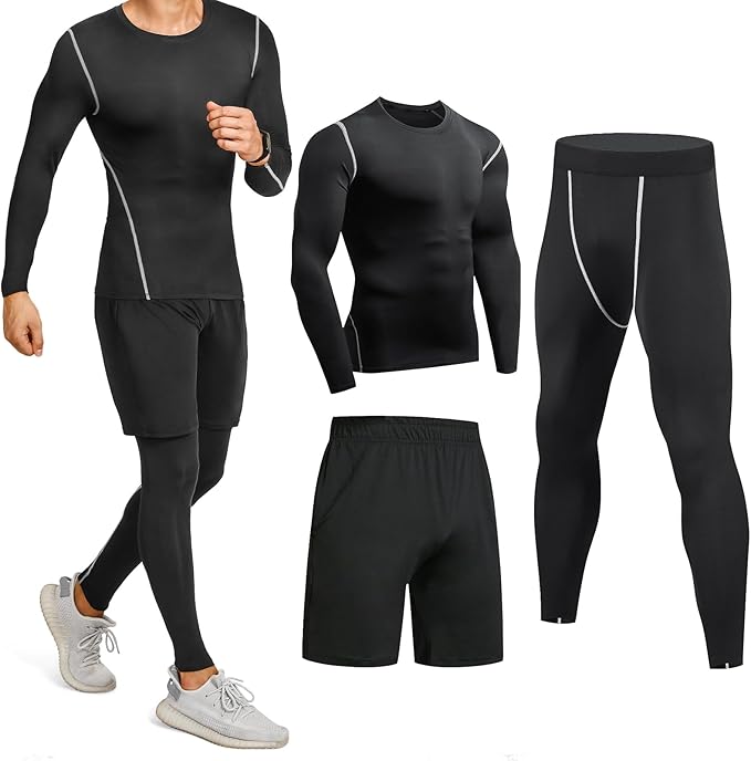 Niksa Conjunto de Compressão para Homem, Roupa Desportiva, Fitness, T-shirt de Compressão, Leggings