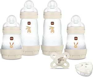 MAM Conjunto de Nascimento Bebé, 4 Biberões Easy Start+1 Chupeta+1 Caixa doseadora