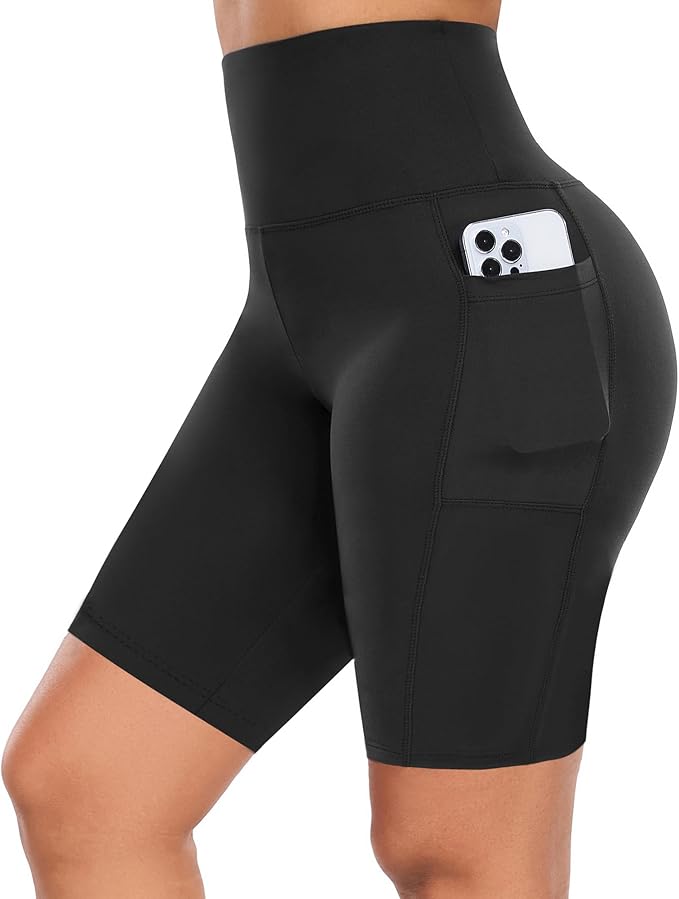 Calções de Desporto de Cintura Alta para Mulher Calções-Leggings com Bolso