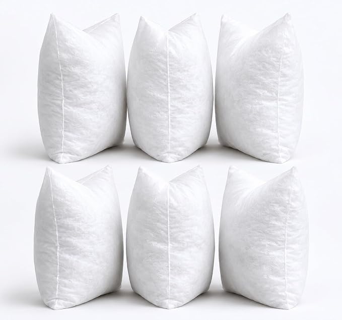 Conjunto de 6 almofadas de interior 40x40 cm, Branco, Enchimento de poliéster com fibra oca, Almofadas de sofá para almofadas decorativas e capas de almofada