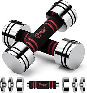 Northdeer Halteres de Aço 2,5kg 5kg 7,5kg 10kg 15kg 25kg - Halteres Ajustáveis Ultracompactos com Punho de Espuma – Desporto em Casa Ginásio Fitness Aeróbica