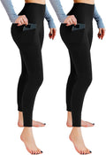 Leafigure Pack de 2 Leggings de Desporto Opacos de Cintura Alta com Bolsos para Treino, Ginásio, Yoga, Corrida