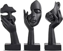 Lot de 3 Statues Noires pour décoration d'intérieur - Visage de Femme - Statue de Collection