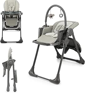 Kinderkraft TUMMIE Cadeira Alta 2 em 1, para Bebé Ergonómica, Confortável, Reclinável, Dobrável, com Altura Ajustável