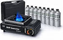 Réchaud à gaz d'extérieur RHP cuisinière de camping I cuisinière à gaz avec 8 cartouches de gaz à baïonnette - avec étui pratique