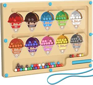 Labirinto Magnético de Brinquedo para Crianças, Jogos Montessori em Madeira para 3 Anos
