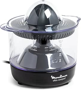 Moulinex Espremedor de Citrinos Elétrico, Rotação Dupla, Capacidade 0.45 L, Ultra Compacto, Preto PC120870
