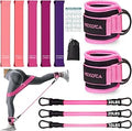 Kit de Elásticos para Musculação - 12 peças Bandas de Resistência de 5 a 40 lbs e Tiras de Tornozelo de 10 a 30 lbs, Elástico Premium para Fitness em Casa com Guia de Treino e Bolsa Incluídos