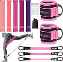 Kit Élastique Musculation - 12 pièces Bandes de Résistance de 5 à 40 lbs et Sangles Cheville de 10 à 30 lbs, Élastique Premium pour Fitness Maison avec Guide d'Entraînement et Sac Inclus