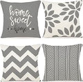 Conjunto de 4 capas de almofada decorativas em linho para quarto, sofá, cadeira, cama, jardim (40 x 40 cm, cinzento)