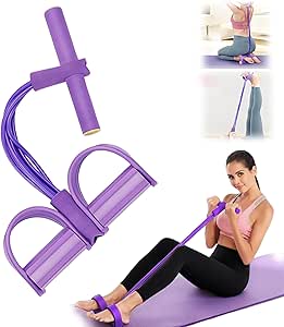 Banda de Resistência Musculação 6 Tubos com Pedal – Elástico Desporto Casa Fitness, Extensor Elástico com Pegas Antiderrapantes para Abdominais e Treino Completo
