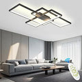 Candelabro Moderno, Candeeiro de Teto LED Retangular para Sala de Estar, Regulável em Metal Acrílico, Candeeiro de Teto de Design para Sala de Estar com Controlo Remoto, Preto, 80 * 45 cm/65 W