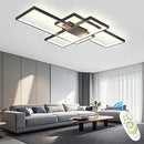 Lustre Moderne, Plafonnier LED Salon Rectangulaire, Dimmable en Métal Acrylique, Plafonnier Salon Design avec Telecommande,Noir,80 * 45 cm/65 W