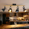 Foco de Teto Industrial, 4 Spots LED Direcionáveis com Suporte E14, Preto (Lâmpada não Incluída)