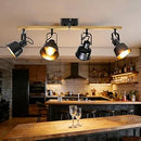 Plafonnier Industriel Spots et Rails de Spots, 4 Spots LED Orientable avec Douille E14, Noir (sans Ampoule)