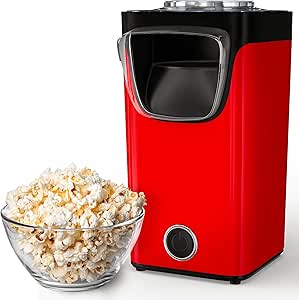 Gadgy Máquina de Pipocas de Ar Quente 2L - Sem Óleo - Estilo Retro | Prepara Pipocas em 2 a 4 min sem óleo. Com Copo Medidor e Tampa Removível,