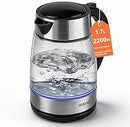 YASHE Bouilloire Électrique Verre 1,7L 2200W Ébullition Rapide | LED Bleue, Filtre Anticalcaire, Base 360°, Arrêt Automatique, Protection Contre L'Ébullition À Sec