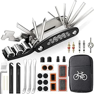 Kit de Reparação de Bicicletas, Bolsa de Ferramentas de Bicicleta, Ferramenta Multifunções 16 em 1