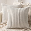 Conjunto de 2 Capas de Almofada Decorativas em Veludo Cotelê Suaves para Sofá, Casa, Sala, Quarto, Cama (Clic Clac) 40x40 cm Bege