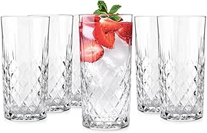 Glasmark Krosno Conjunto de 6 Copos de Água e Bebidas, Copos de Vidro Alto para Cocktails com Formato Clássico, Resistentes à Máquina de Lavar Loiça, Transparentes com Efeito Cristalino 6 x 300 ml