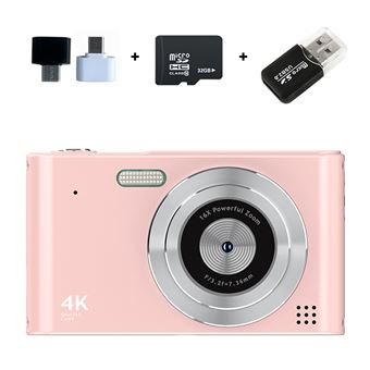 Máquina fotográfica digital Preisku, retro, Modelo de entrada, Antivibração - Rosa