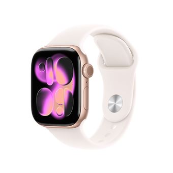 Apple Watch Series 11 GPS 42mm Caixa em Alumínio Ouro Rosa com Bracelete Desportiva Rosa Suave S/M