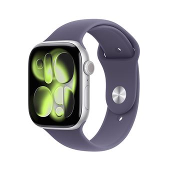 Apple Watch Series 11 GPS 46mm Caixa de Alumínio Prateada com Bracelete Desportiva Névoa Violeta - M/L