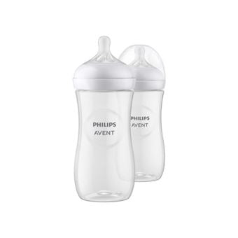 Biberão Philips Avent Natural Response SCY906/02 Pack de 2 - 330 ml - Fluxo rápido - Anticolique - A partir dos 3 meses - Transparente