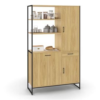 Aparador de cozinha com coluna de arrumação 100 CM DETROIT 3 portas + gaveta design industrial