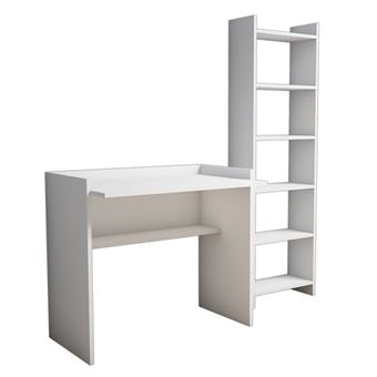 Secretária Toilinux com estante integrada 6 níveis MDF 138.6x58x160 cm Branco