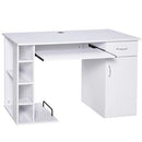 Bureau informatique multimédia multi-rangements avec étagère tiroir tablette clavier MDF 120 x 60 x 74 cm blanc