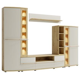 CANDY Conjunto de móveis de sala Vitrine Armário Estante Móvel TV Prateleira design moderno elegante Branco Sujo