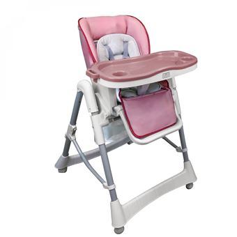 Cadeira de Refeição para Bebé Dobrável, Altura e Encosto Ajustáveis, Tabuleiro - Ptit - Rosa - Monsieur Bébé