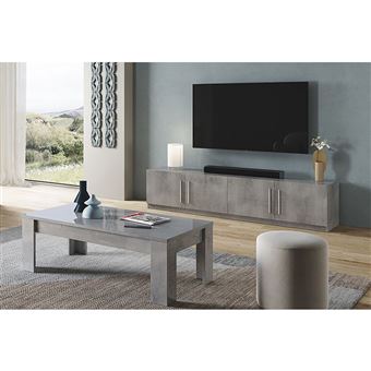Conjunto de Sala de Estar Efeito Mármore Móvel TV + Mesa de Centro - CLARK - ALTOBUY