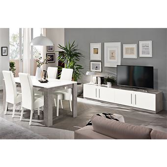 Conjunto Sala de Estar Efeito Mármore Móvel TV + Aparador + Mesa 160cm - CLARK - ALTOBUY