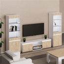 Ensemble Salon meuble TV Laqué Blanc Brillant Aspect Bois - CHRIS OAK - ALTOBUY