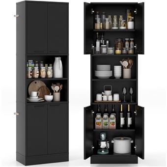 Giantex Buffet de Cozinha, Armário de Cozinha para Arrumação, 2 Armários de Arrumação, (Preto)