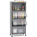 Giantex Estante de Cozinha com 5 Níveis, Armário de Cozinha, 60 x 32 x 154 cm, Cinzento