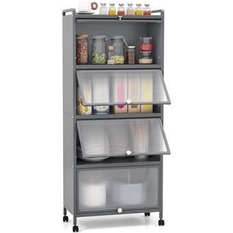 Giantex Estante de Cozinha com 5 Níveis, Armário de Cozinha, 60 x 32 x 154 cm, Cinzento