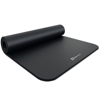 Hop-Sport Tapete de ginástica 190 x 80 x 1,5 cm, tapete de ioga - amigo das articulações e antiderrapante, tapete de pilates em espuma NBR com alça de transporte, Preto