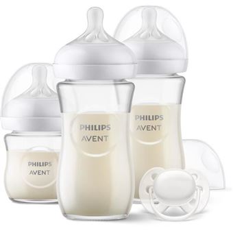 Kit Recém-Nascido - Vidro Natural 3.0 - Biberão de Vidro 120ml + 2 Biberões de 240ml + Chupetas Ultra Soft 0-6M