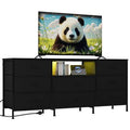 Móvel de TV industrial 160 cm em aço – 8 gavetas, arrumação para sala/quarto, ideal para ecrãs grandes, preto