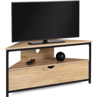 Móvel TV de Canto Moderno em Madeira para Sala + Armário Industrial 100 cm